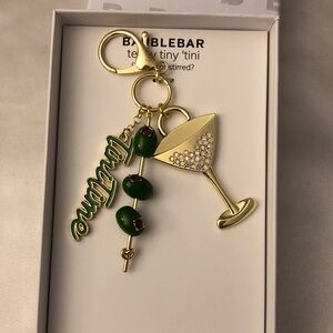 BaubleBar Teeny Tiny’Tini Martini, Olive Stick & Tini Time Charms Keychain NIB